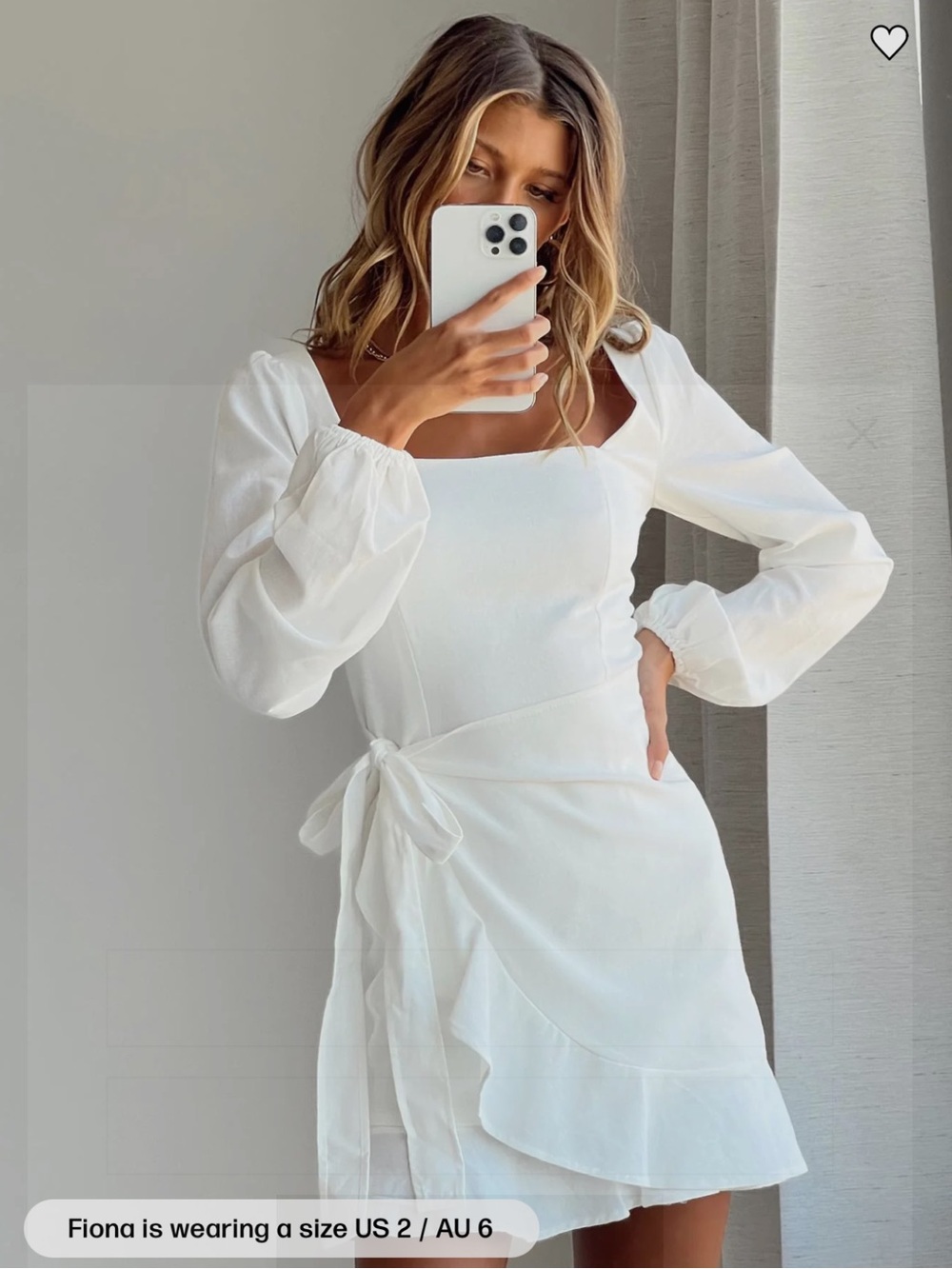 Princess Polly size 2 Villa Long Sleeve Mini Dress White - Picture 3 of 5